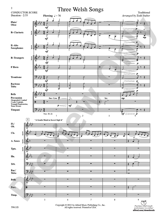 Three Welsh Songs - Concert Band Conductor Score & Parts (Digital Download)
