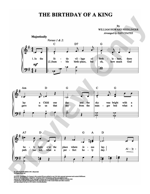 The Birthday of a King - DSM-PS-0007489 - Easy Piano (Digital Download)