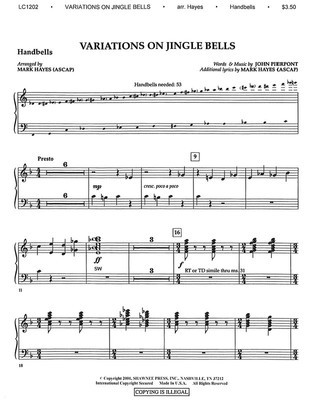 Variations on Jingle Bells - Mark Hayes Shawnee Press Choral Score Octavo