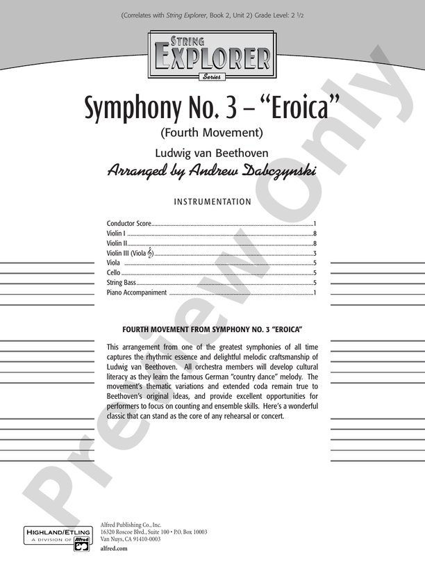 Symphony No. 3 - Eroica (4th Movement) – String Orchestra Conductor Score & Parts (Digital Download)