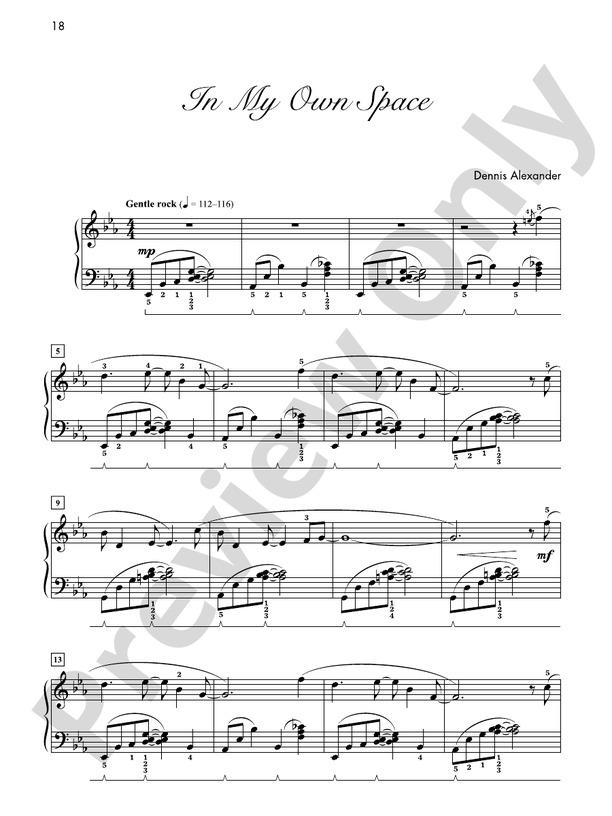 In My Own Space  - Piano Solo (Digital Download)