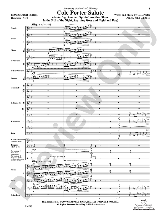 Cole Porter Salute – Full Orchestra Conductor Score & Parts (Digital Download)