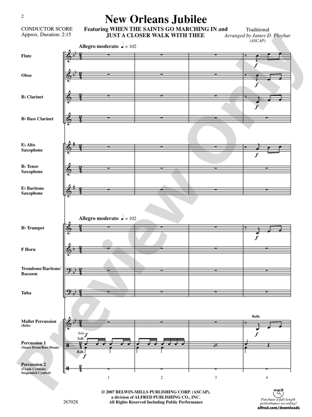 New Orleans Jubilee - Concert Band Conductor Score & Parts (Digital Download)