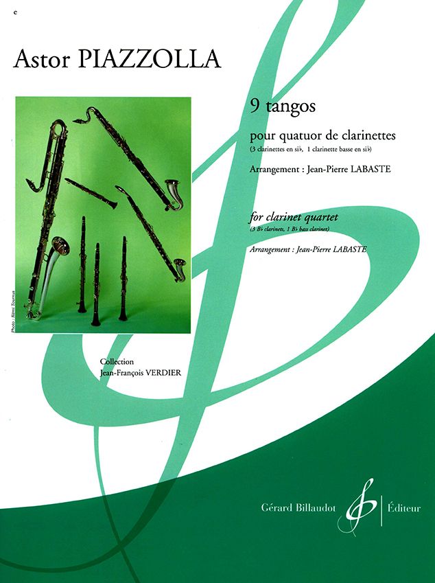 Piazzolla - 9 Tangos - 4 Clarinets Score/Parts arranged by Labaste Billaudot G8641B