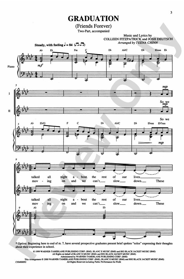 Graduation (Friends Forever) – 2-Part Choral Octavo (Digital Download)