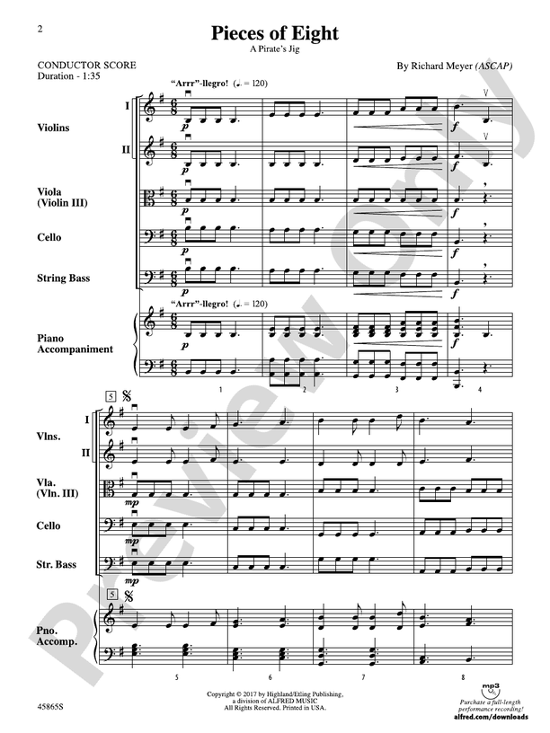 Pieces of Eight - String Orchestra Conductor Score & Parts (Digital Download)