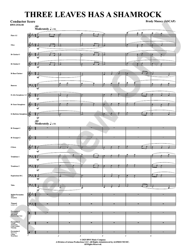 Three Leaves Has A Shamrock - Concert Band Conductor Score & Parts(Digital Download)