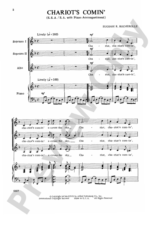 Chariots Comin'! (Swing Low, Sweet Chariot) – SSA/2-Part Choral Octavo (Digital Download)