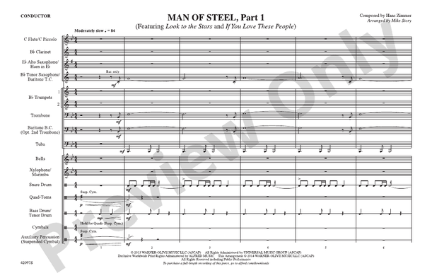 Man of Steel, Part 1 – Marching Band Conductor Score & Parts (Digital Download)