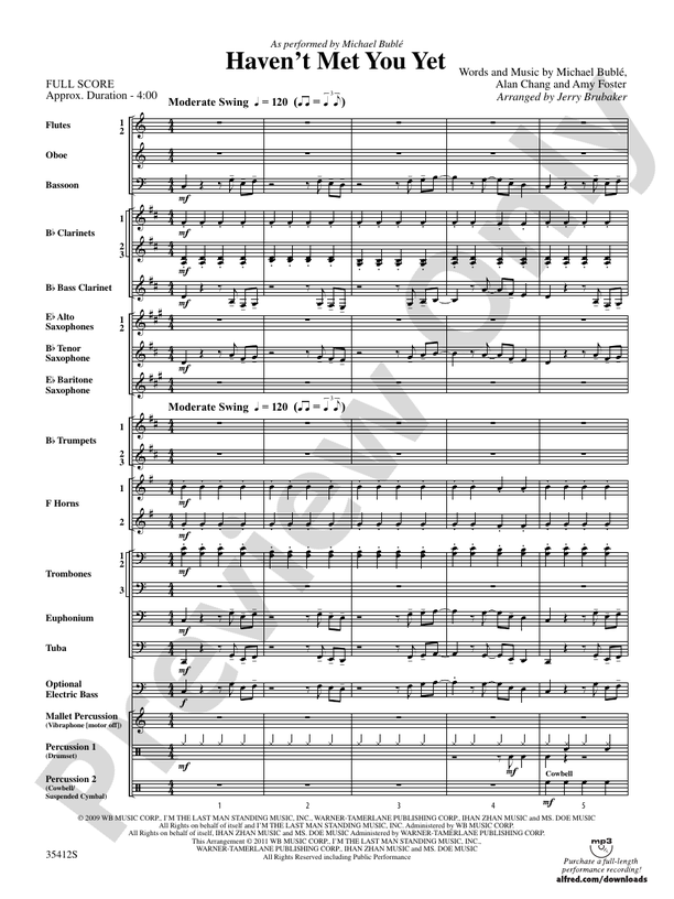 Haven't Met You Yet (Grade 3) - Concert Band Conductor Score & Parts (Digital Download)