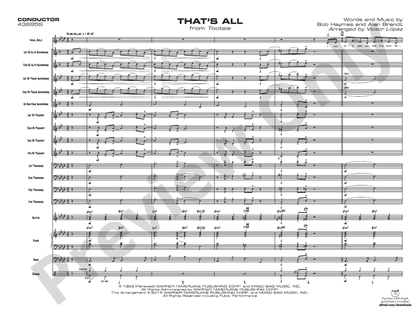 That's All - Jazz Ensemble Conductor Score & Parts(Digital Download)