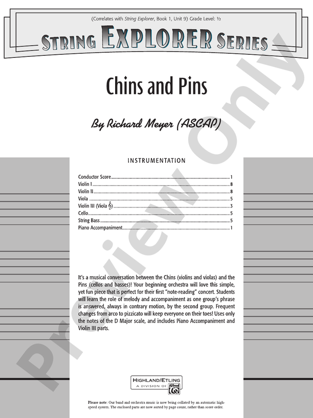 Chins and Pins – String Orchestra Conductor Score & Parts (Digital Download)