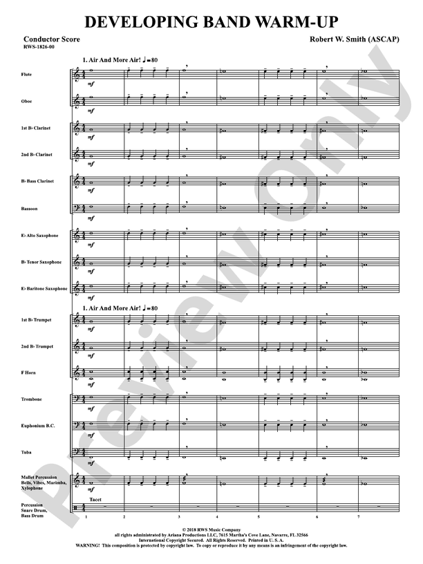 Developing Band Warm-Up - Concert Band Conductor Score & Parts(Digital Download)