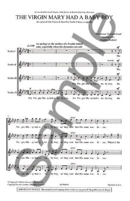 The Virgin Mary Had a Baby Boy - SSAA Stephen Hatfield Boosey & Hawkes Octavo