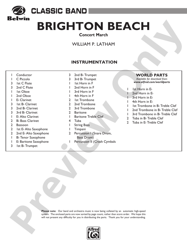 Brighton Beach (Concert March) - Concert Band Conductor Score & Parts (Digital Download)