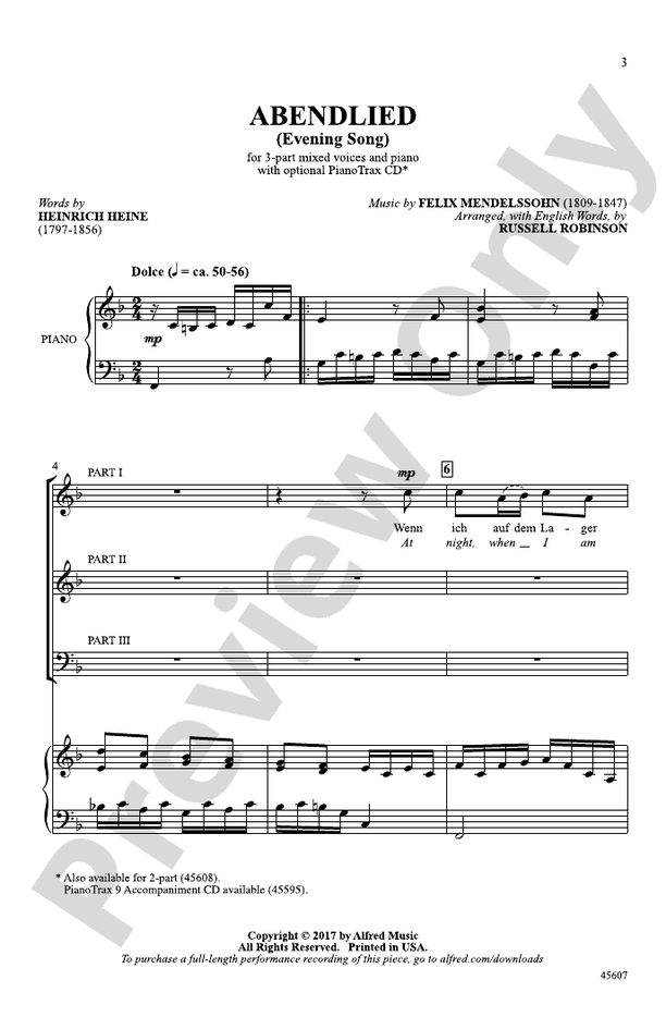 Abendlied - 3-Part Mixed Choral Octavo (Digital Download)