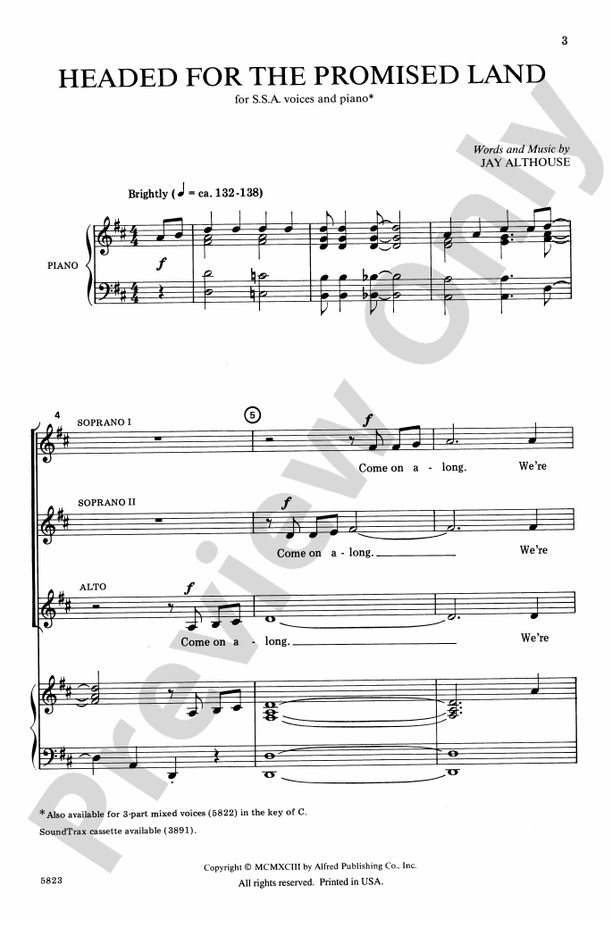 Headed for the Promised Land – SSA Choral Octavo (Digital Download)