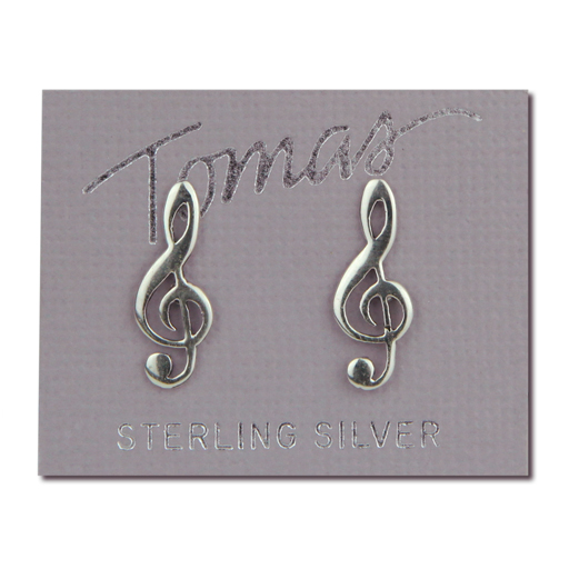 Tomas Music Earrings Treble Clef Studs Sterling Silver