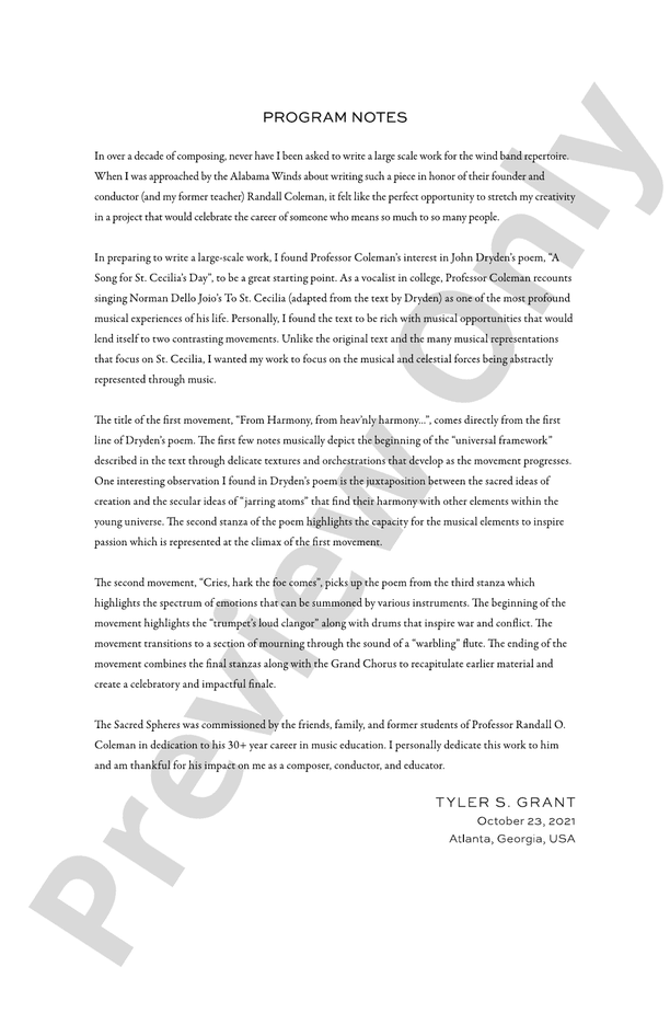 The Sacred Spheres - Concert Band Conductor Score & Parts (Digital Download)
