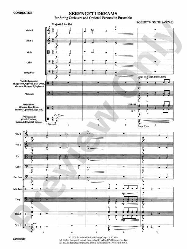 Serengeti Dreams (with Opt. Percussion Ensemble) – String Orchestra Conductor Score & Parts (Digital Download)