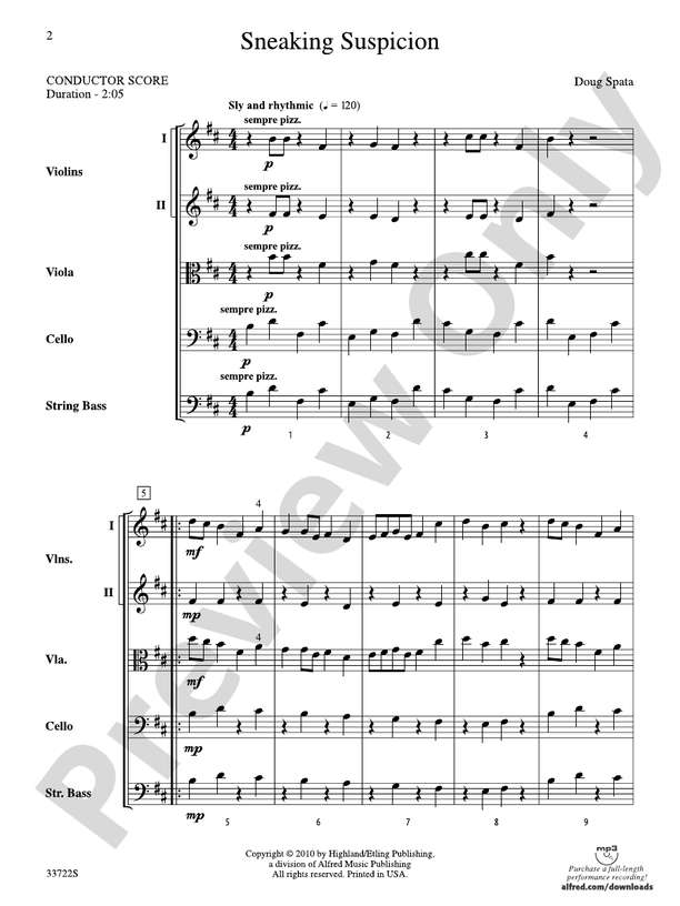 Sneaking Suspicion – String Orchestra Conductor Score & Parts (Digital Download)