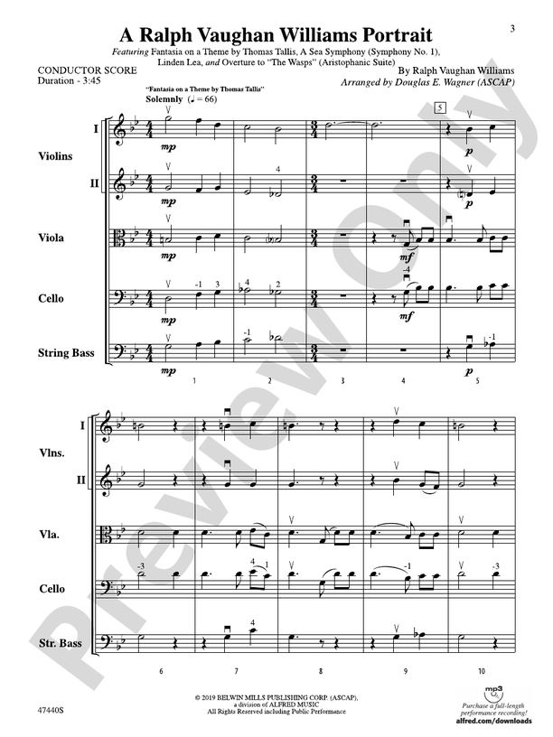 A Ralph Vaughan Williams Portrait - String Orchestra Conductor Score & Parts (Digital Download)