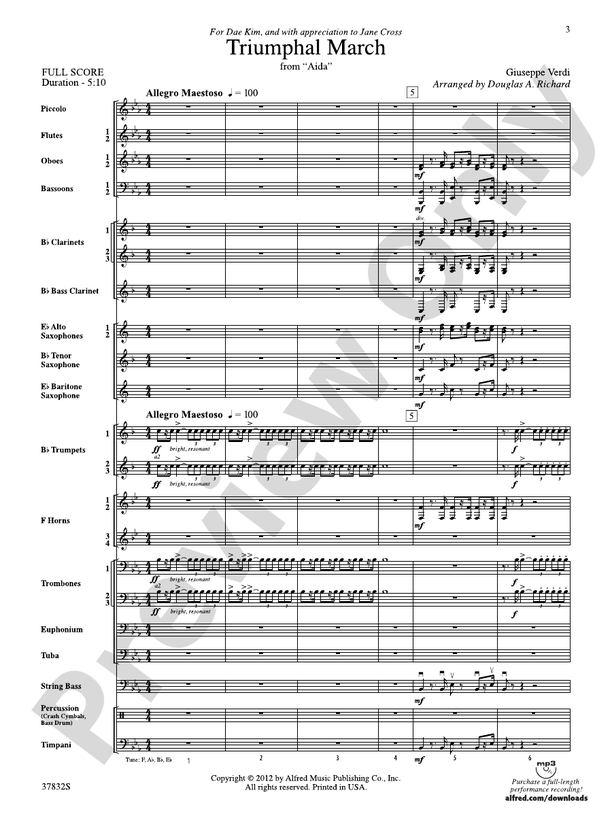 Triumphal March (from Aida) - Concert Band Conductor Score & Parts (Digital Download)