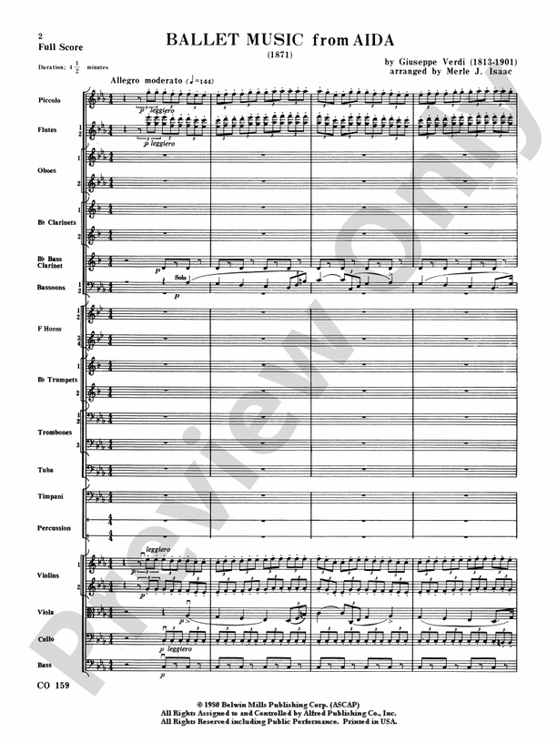 Ballet Music from Aïda – Full Orchestra Conductor Score & Parts (Digital Download)