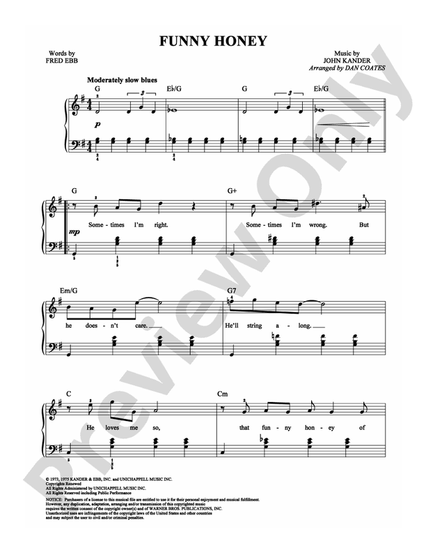 Funny Honey - Arr. Dan Coates - Easy Piano (Digital Download)