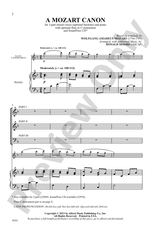 A Mozart Canon - 3-Part Choral Octavo (Digital Download)