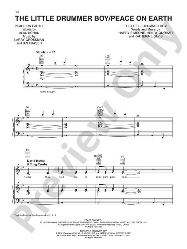 The Little Drummer Boy/Peace On Earth -  Harry Simeone - PVG (Digital Download)