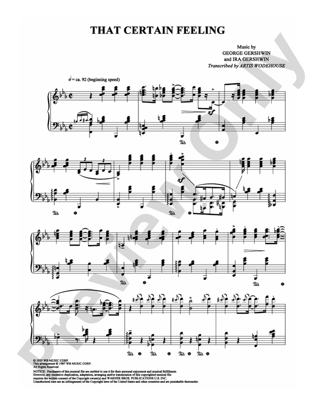 That Certain Feeling - Piano (Digital Download)