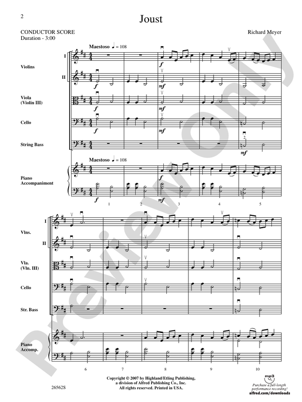 Joust – String Orchestra Conductor Score & Parts (Digital Download)