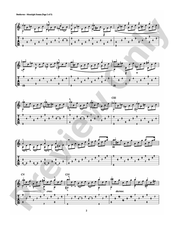 Moonlight Sonata - Guitar TAB (Digital Download)