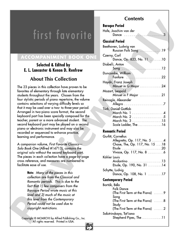 First Favorite Classics: Accompaniment, Book 1 - Piano (Digital Download)