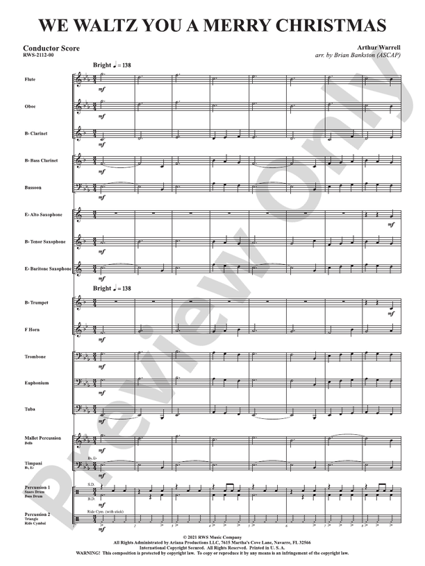 We Waltz You a Merry Christmas - Concert Band Conductor Score & Parts (Digital Download)