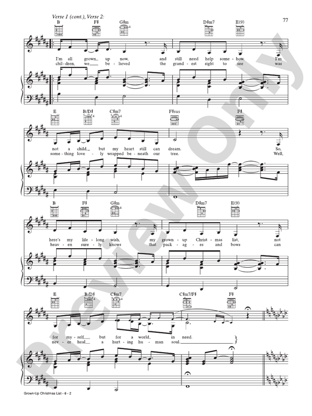 Grown-up Christmas List -  Amy Grant - PVG (Digital Download)