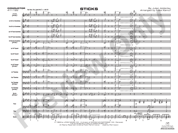 Sticks - Jazz Ensemble Conductor Score & Parts (Digital Download)
