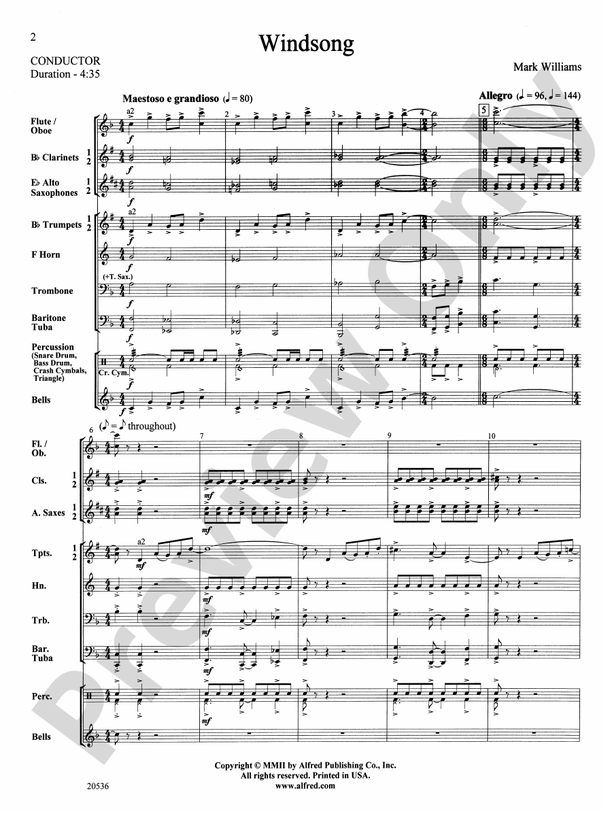 Windsong - Concert Band Conductor Score & Parts (Digital Download)