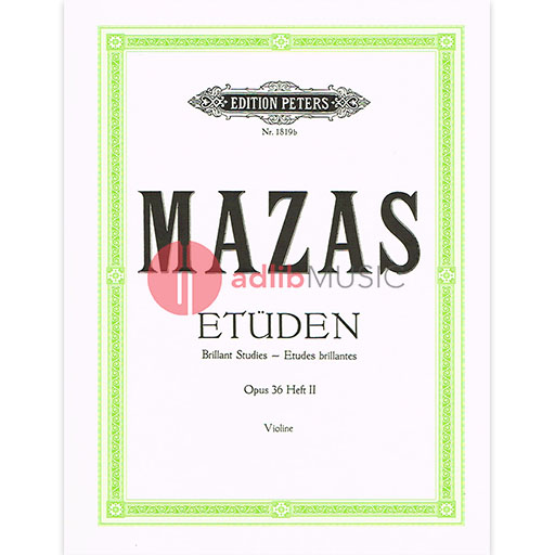 Mazas - Brillant Studies Op36 Vol 2 - Violin Solo - Peters EP1819B