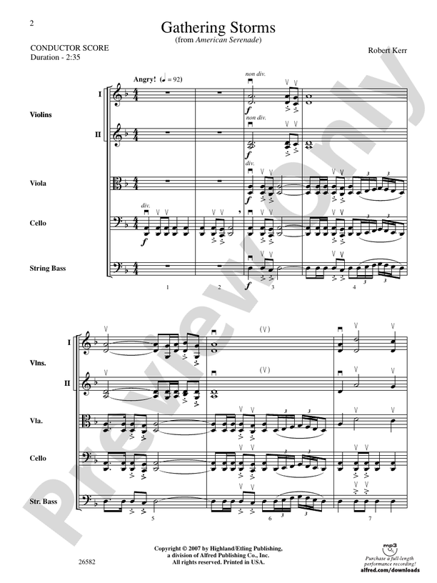 Gathering Storms (Movement 2 from American Serenade Symphony) – String Orchestra Conductor Score & Parts (Digital Download)
