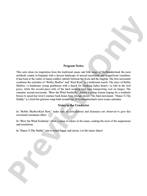 A Northumbrian Folk Song Suite – Full Orchestra Conductor Score & Parts (Digital Download)