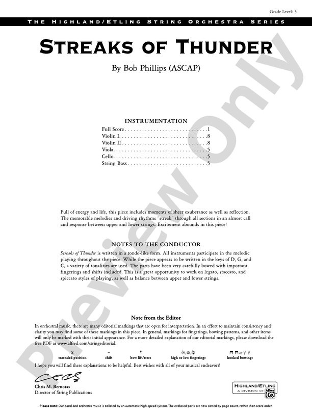 Streaks of Thunder - String Orchestra Conductor Score & Parts (Digital Download)