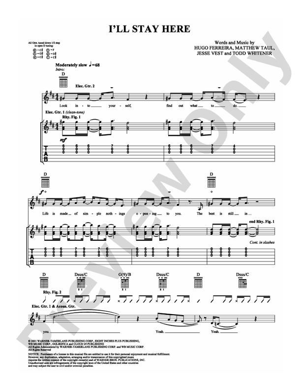 I'll Stay Here - Guitar TAB (Digital Download)