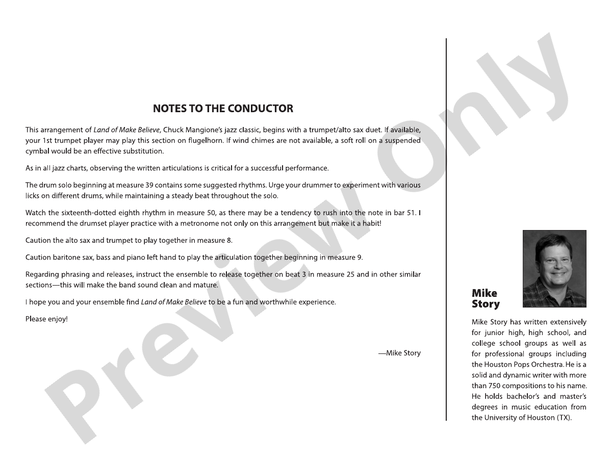 Land of Make Believe – Jazz Ensemble Conductor Score & Parts (Digital Download)