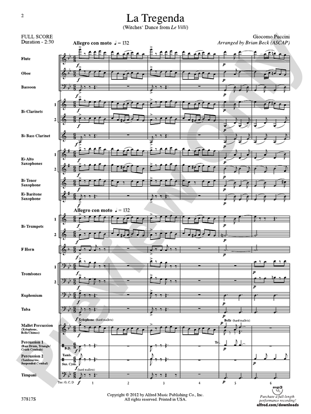 La Tregenda - Concert Band Conductor Score & Parts (Digital Download)