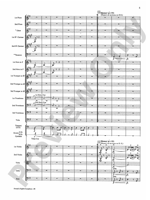 Dvorák's 8th Symphony, 4th Movement – Full Orchestra Conductor Score & Parts (Digital Download)