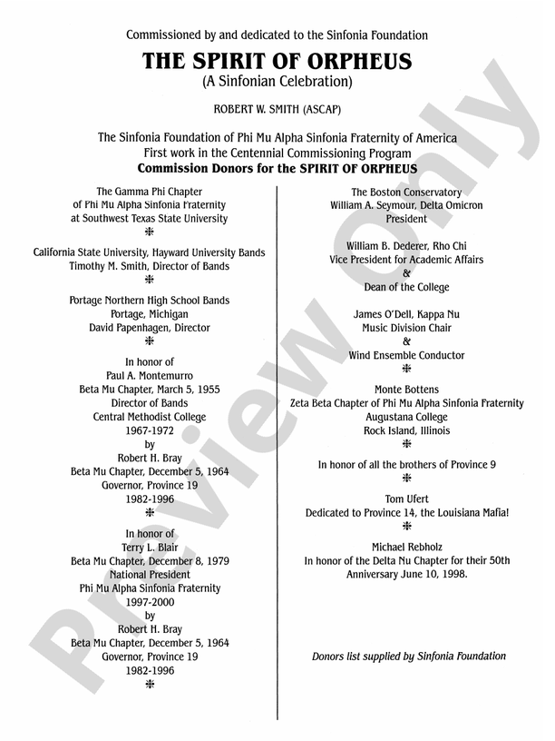 The Spirit of Orpheus (A Sinfonian Celebration) - Concert Band Conductor Score & Parts (Digital Download)
