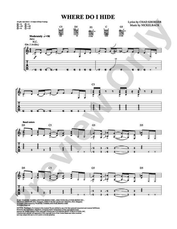 Where Do I Hide - Guitar TAB (Digital Download)
