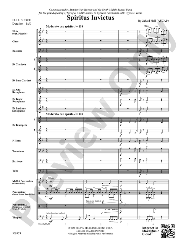 Spiritus Invictus - Concert Band Conductor Score & Parts (Digital Download)